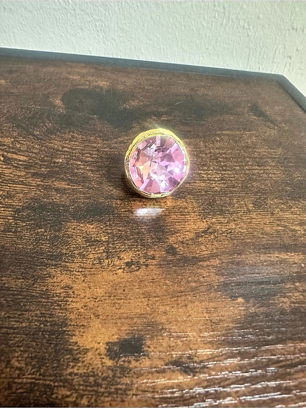 Gold Dipped Adjustable Pink & Gold Statement Ring
